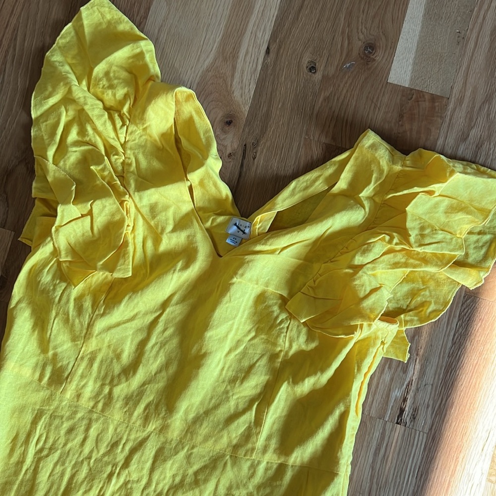 Yellow linen dress - Picture 2 of 4